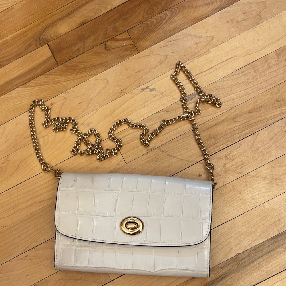 Coach Cream Croc-Embossed Crossbody Bag